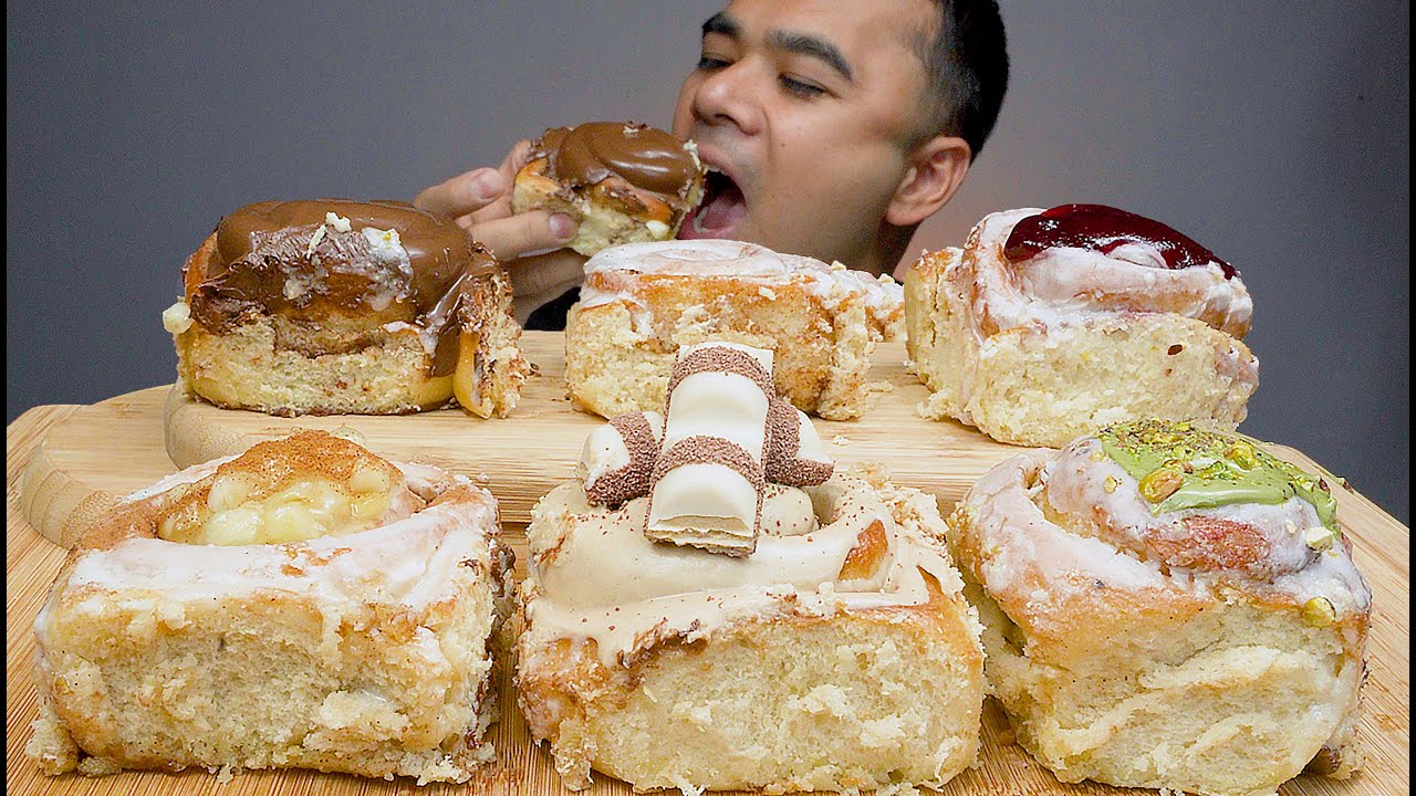 CINNAMON ROLLS | PISTACHIO | NUTELLA | KINDER | APPLE | BERRIES | MUKBANG ASMR | ALFIE EATS