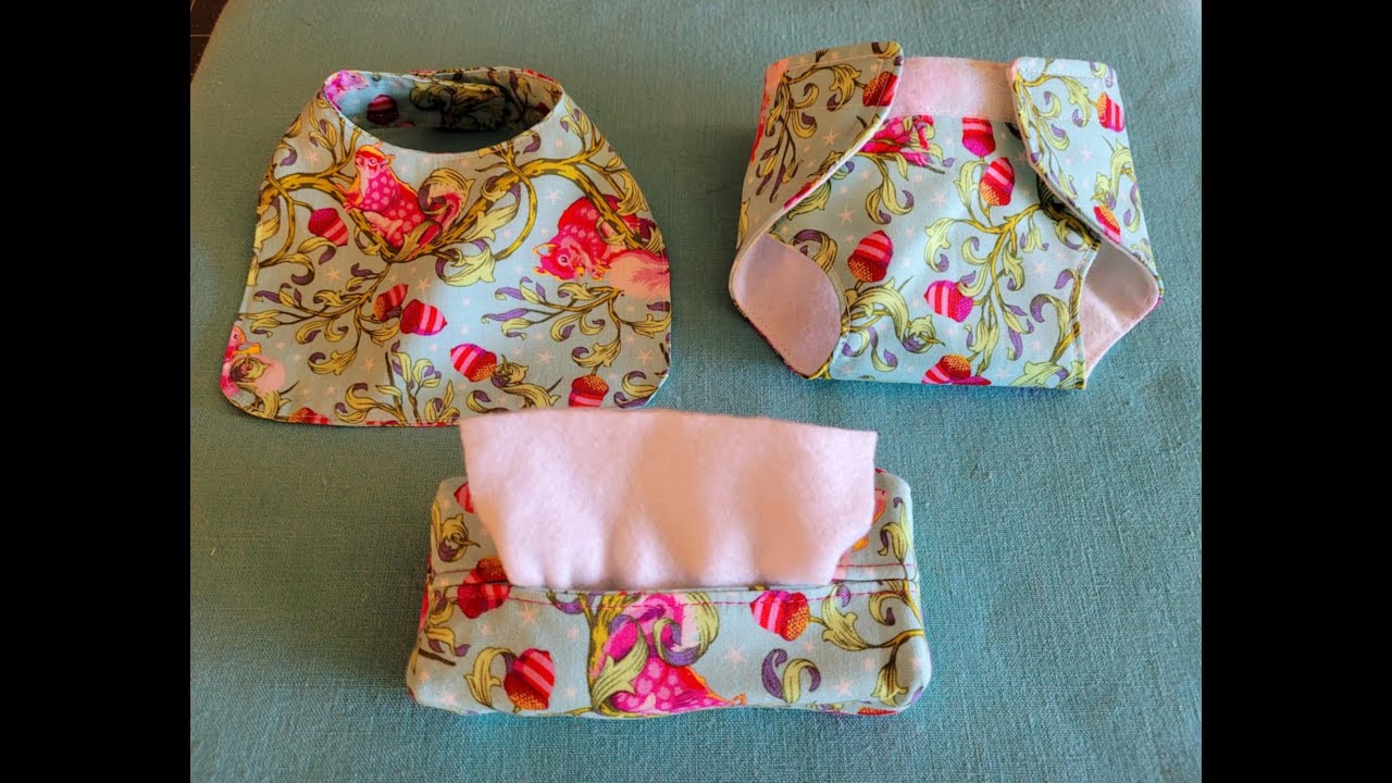 Doll Diaper, Bib and Wipes Set