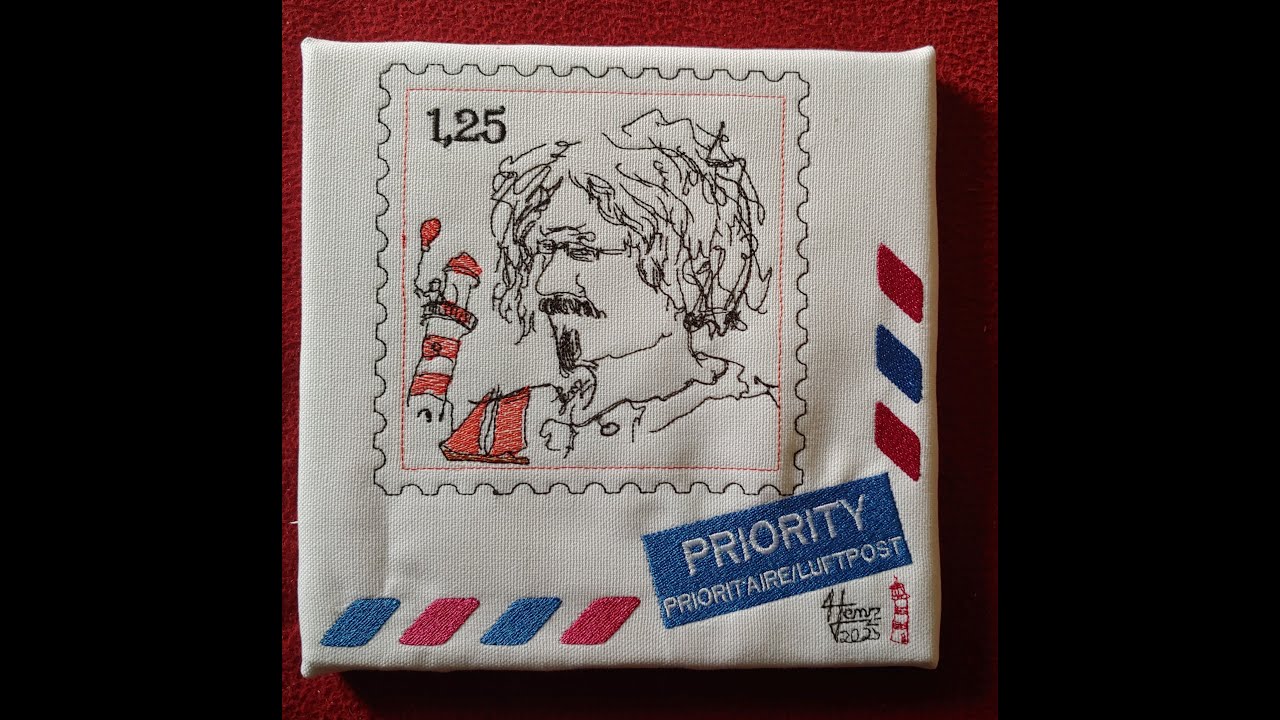 Ein neues Kunstwerk für Herrn D.Schaldach. Kunst gestickt mit der Stickmaschine von Janome.