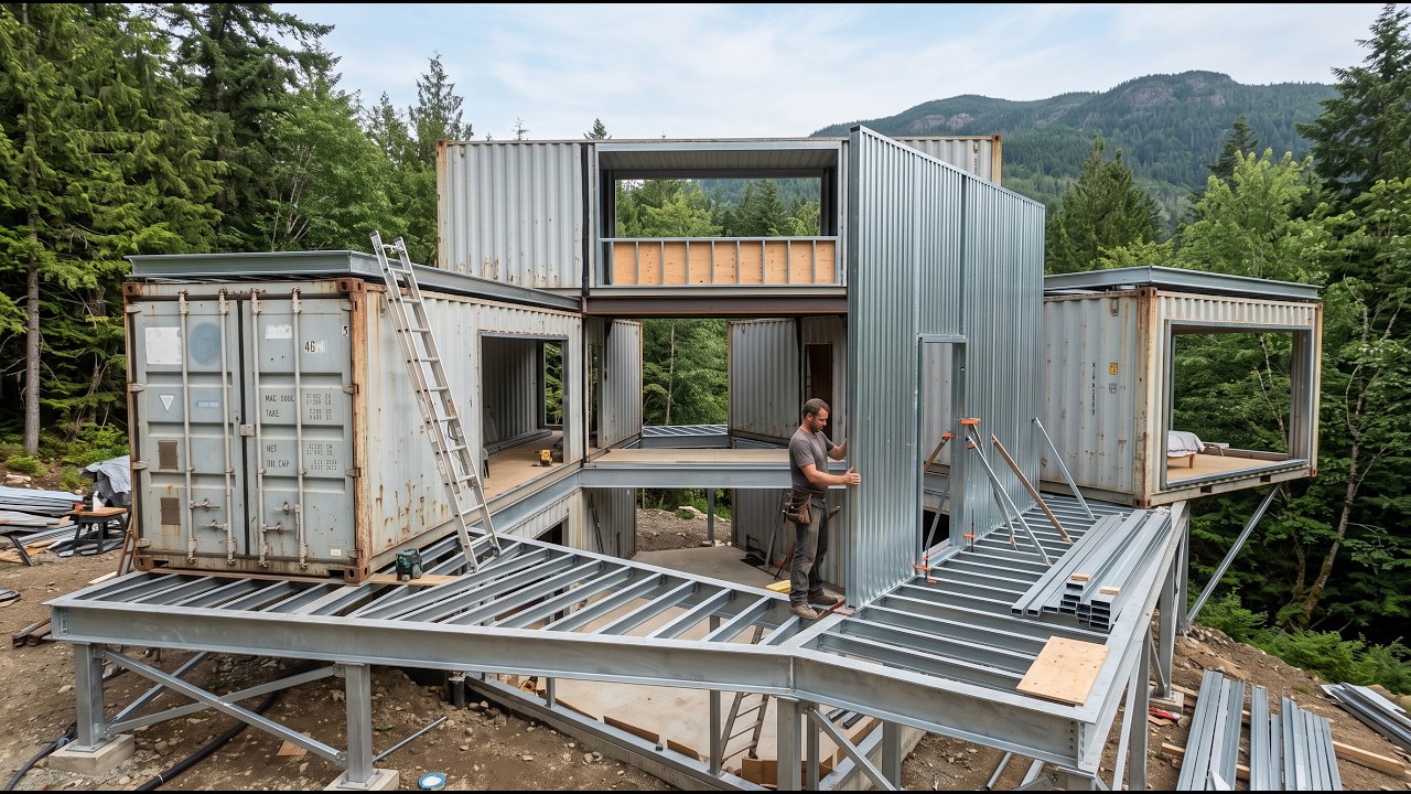 This man is building an ultra-luxurious container home from cheap materials! A $10,000 house!