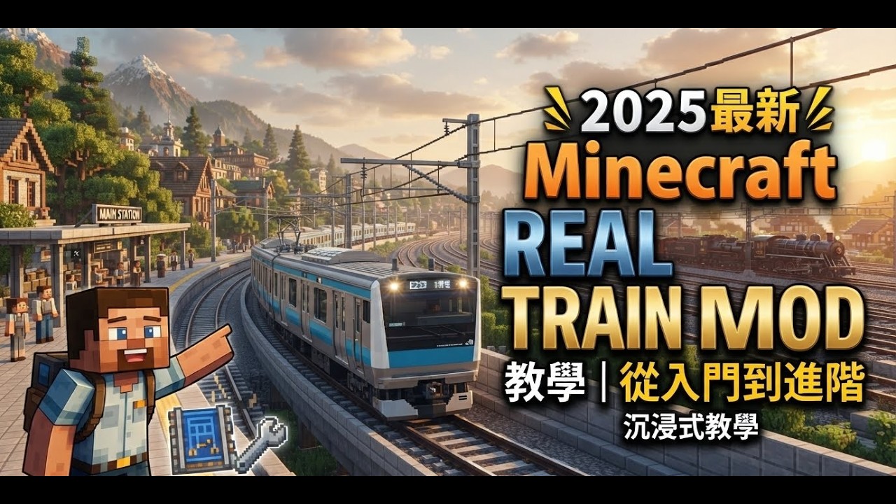 「2025 最新 Minecraft Real Train Mod 教學｜從入門到進階」沉浸式教學