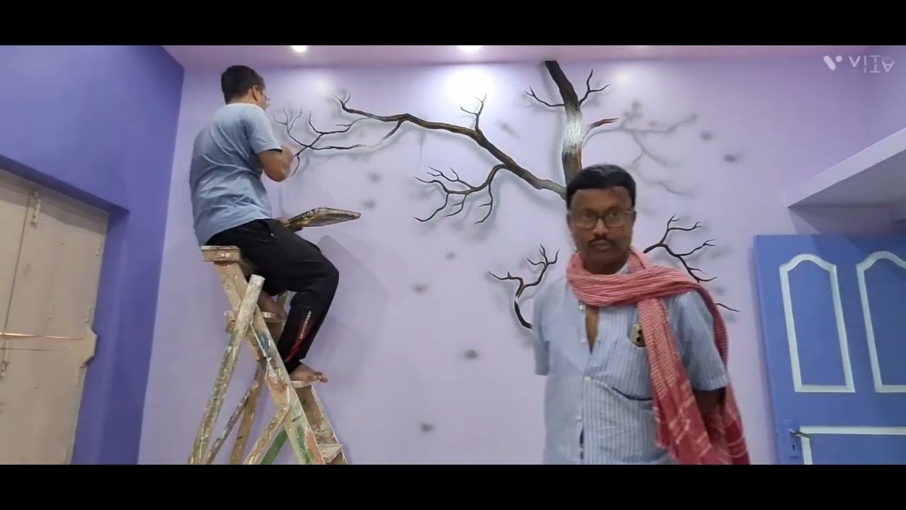 tree wall painting/ Easy wall art/ 3d flower tree painting on wall