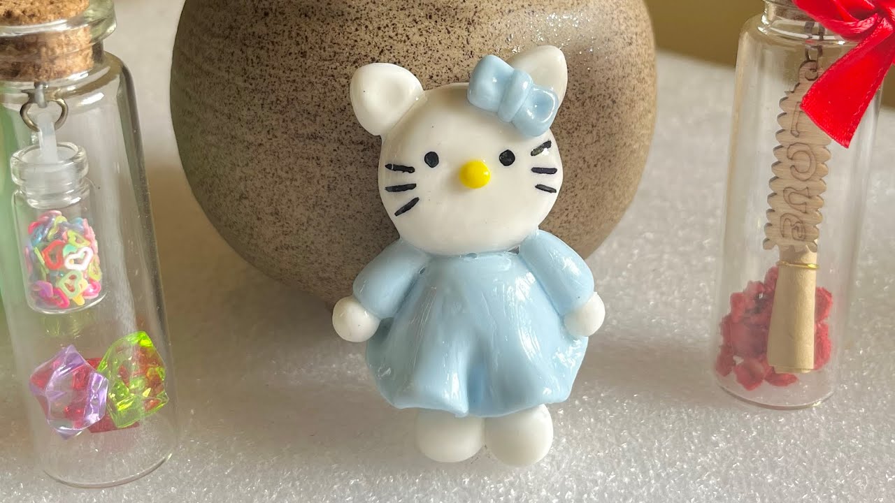 Hello kitty | Air dry clay | Cold porcelain clay | step by step | 
