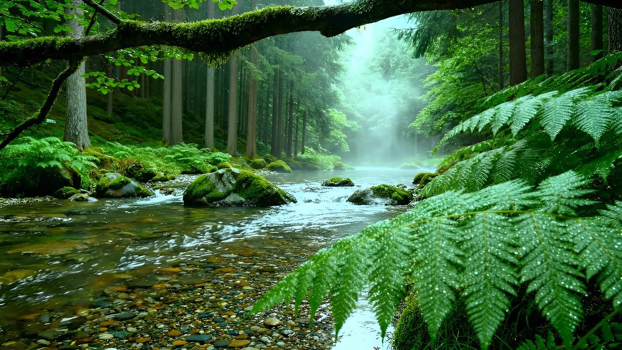 Forest Ambience Birds Singing Beautiful Stream Sounds for Peaceful Sleep, Rest, Focus Study,Medicine