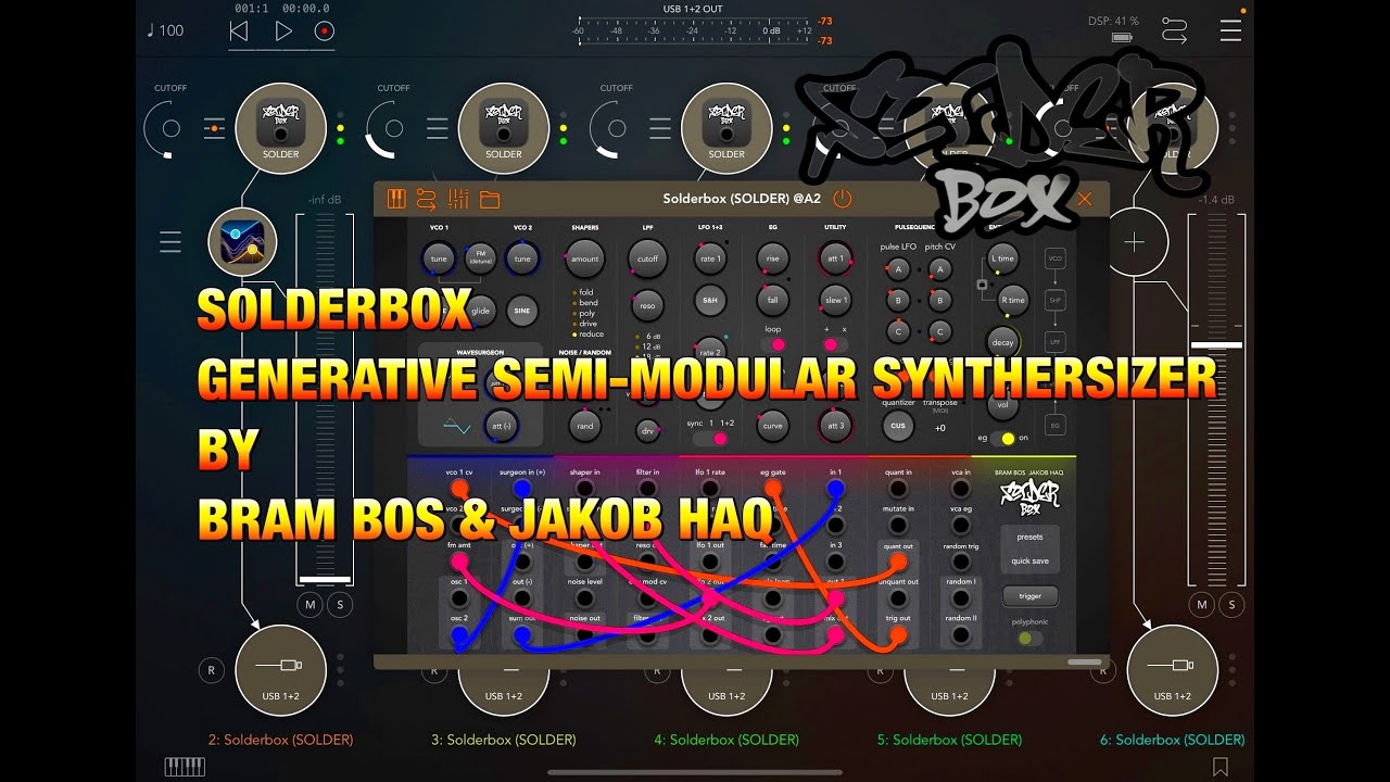 SOLDERBOX - Generative Semi-Modular Synth by Bram Bos & Jakob Haq - Demo for the iPad