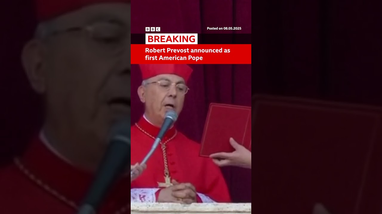 Robert Prevost announced as first American pope. #Pope #Vatican #BBCNews