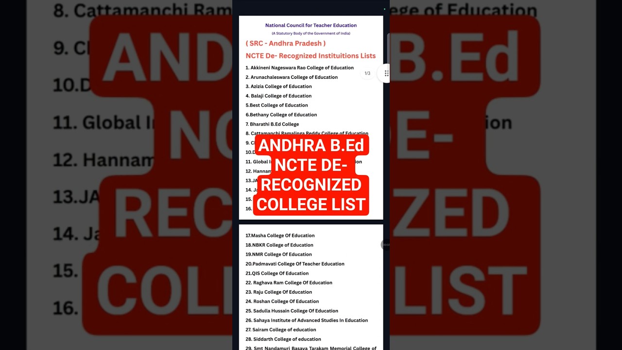 ANDHRA B.ED // NCTE DE- RECOGNIZED COLLEGE LIST // NCTE REJECT COLLGE LIST #bedadmission #andhrabed