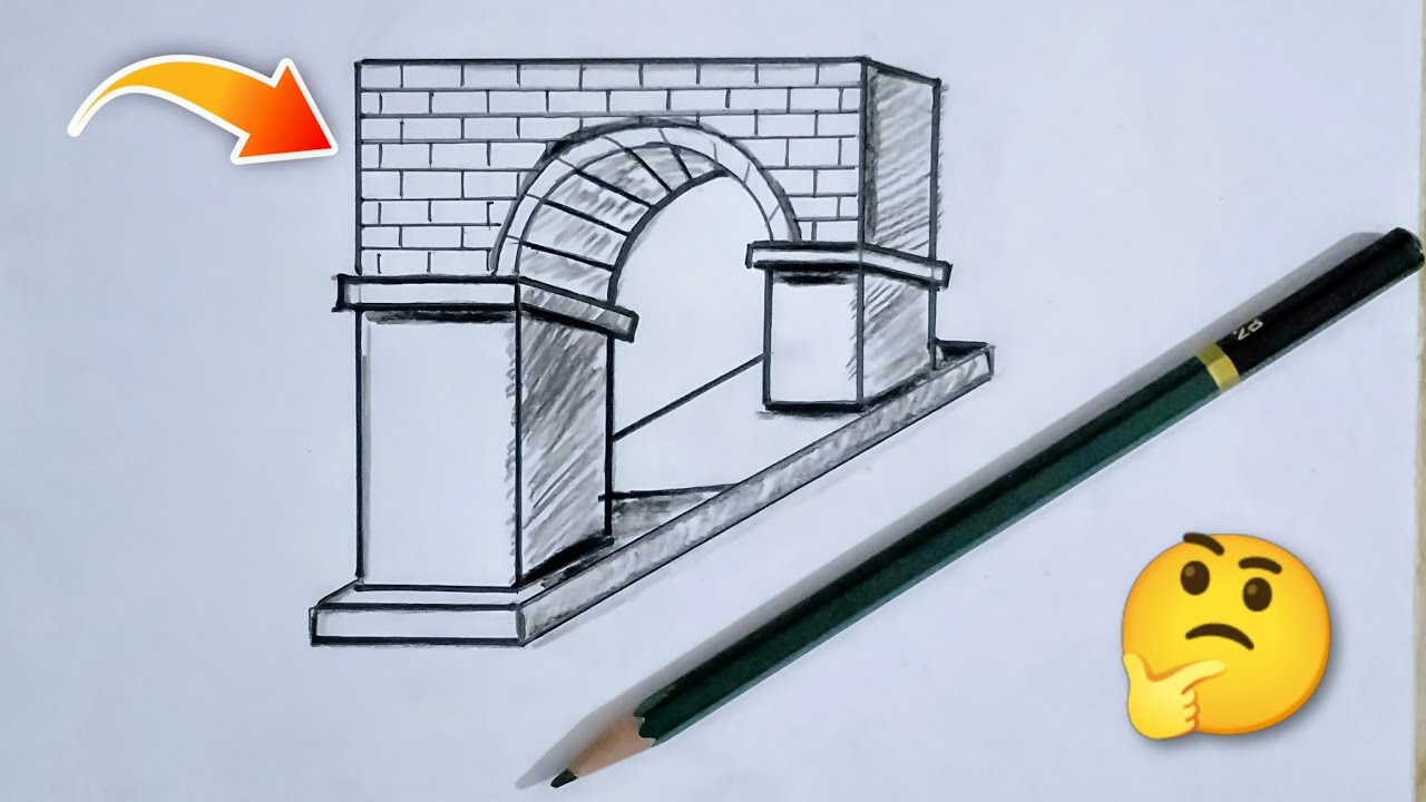 How to Draw 3D Archway Illusion - Step by Step for Beginners ✍️😲