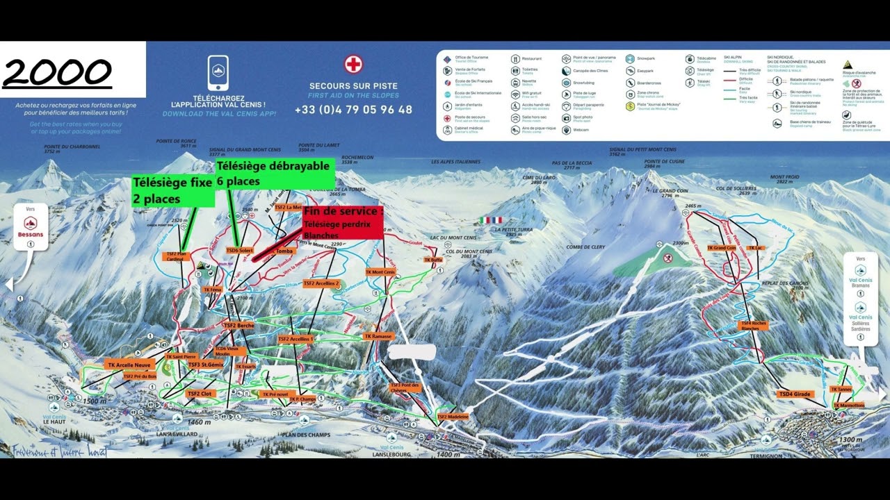 Evolution de la station de ski de Val Cenis (sur un plan des pistes)