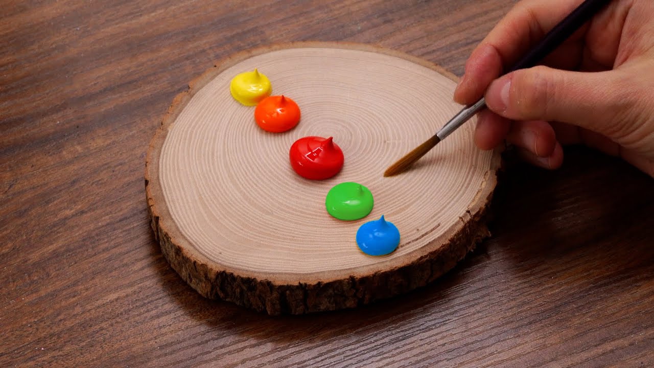 Simple Landscape Acrylic Painting on Wood｜Satisfying Wooden Art (1427)