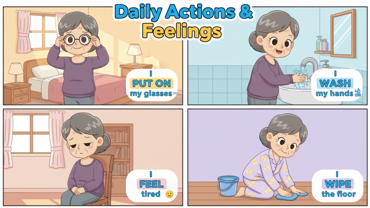 33 повседневных действия на английском языке | Я чувствую, я ставлю, я беру