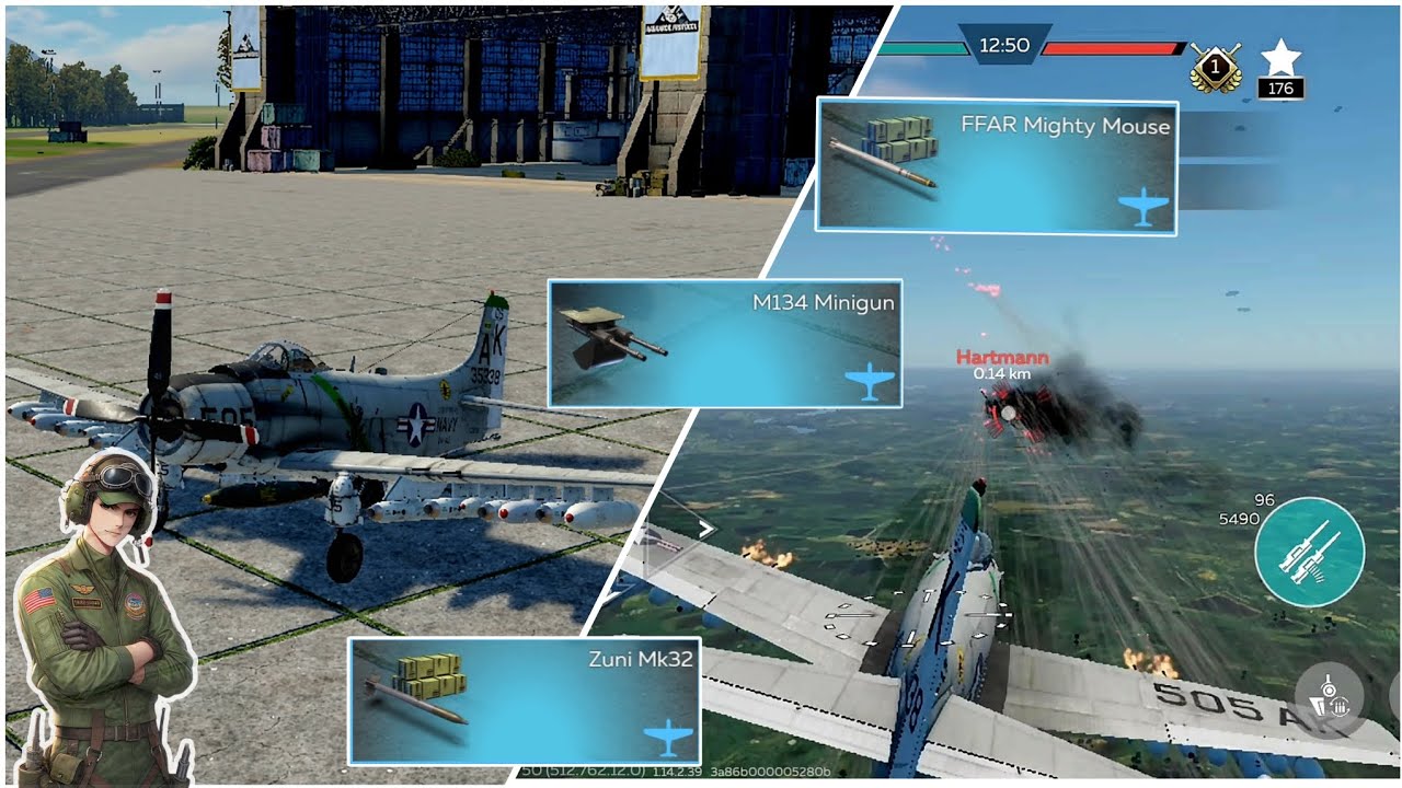 WAR THUNDER MOBILE A1-H (VIETNAM ERA propeller plane) M134 Minigun brrttt experience part 3