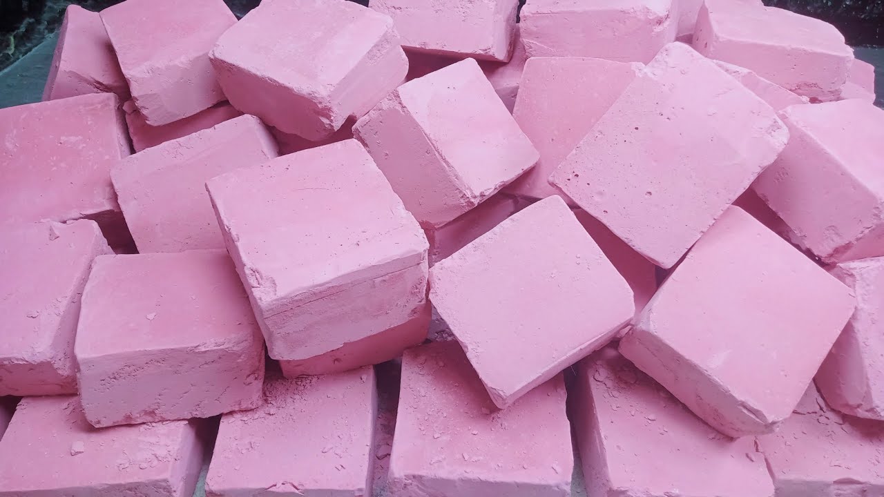 Pink Rose Colour Soft + Crunchy Gym Chalk Blocks Mass Crush | Crispy | Satisfying | ASMR