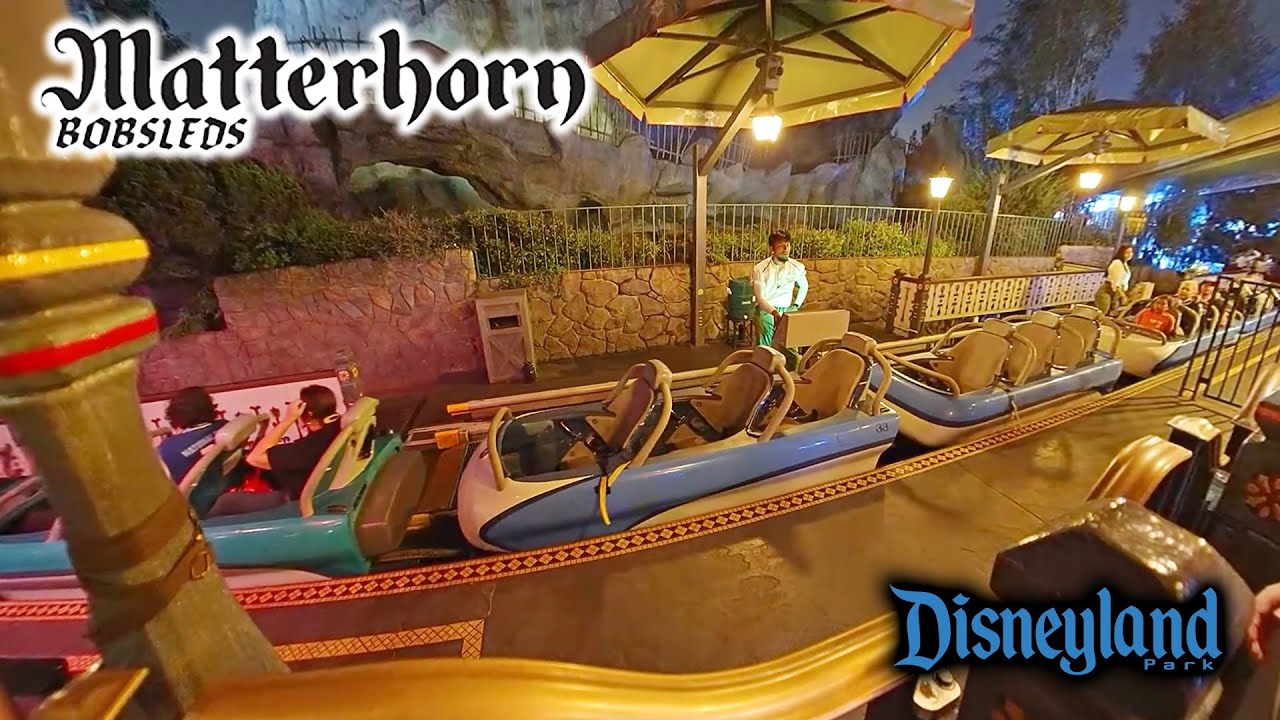 Matterhorn Bobsleds Roller Coaster Fantasyland Side On Ride Front Seat 4K POV Disneyland 2025 09 20