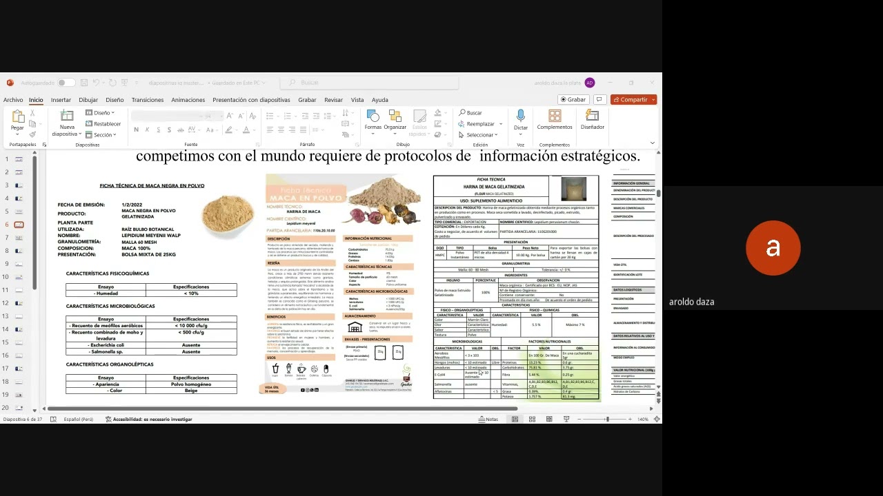 ELABORACIÓN DE FICHAS TÉCNICAS EN ALIMENTOS