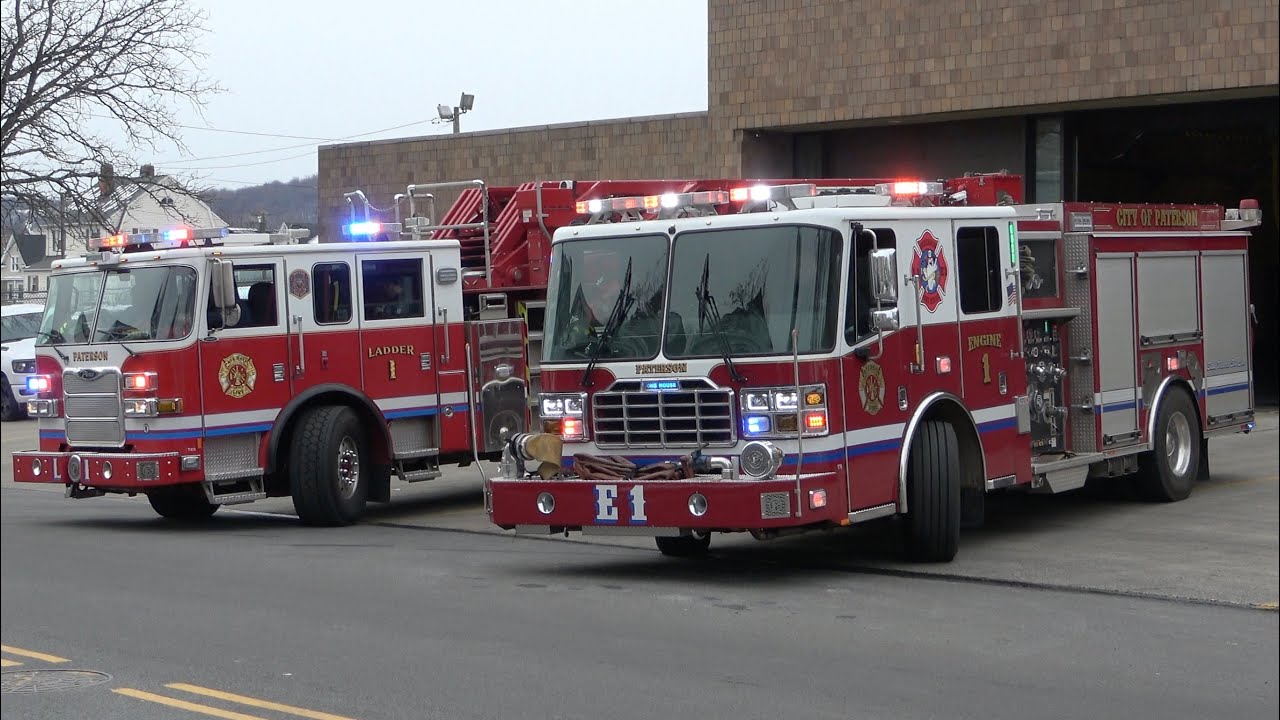 Paterson FD Engine 1 & Ladder 1 Responding