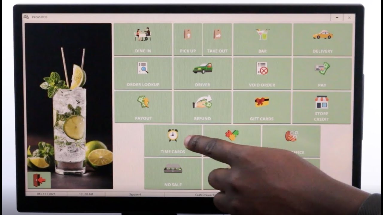 Pecan POS Time Card and Payroll Feature