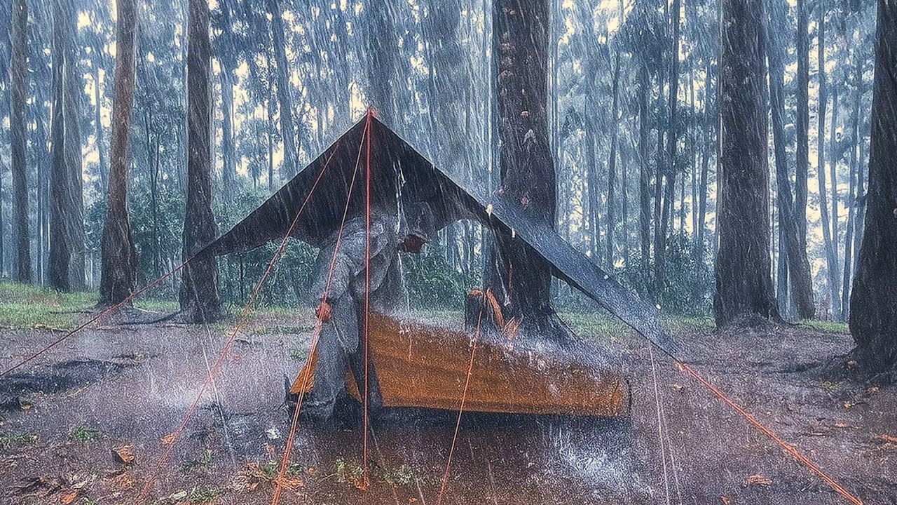 CAMPING HEAVY RAIN in the forest || RELAXING CAMPING HEAVY RAIN