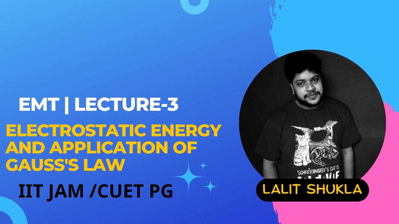 Electricity and Magnetism | Electrostatic Energy and Application of Gauss's Law |Lecture 03