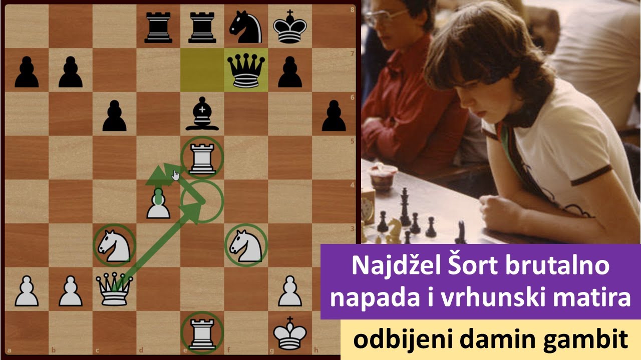 Najdžel Šort brutalno napada i vrhunski matira - odbijeni damin gambit