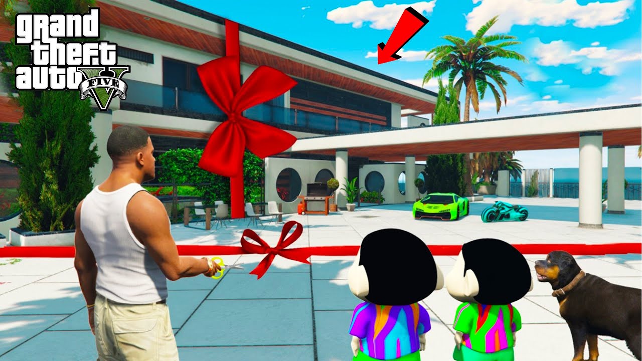 GTA 5 : Franklin Gifting Shinchan & Pinchan Their Dream House in GTA 5 ! (GTA 5 mods)