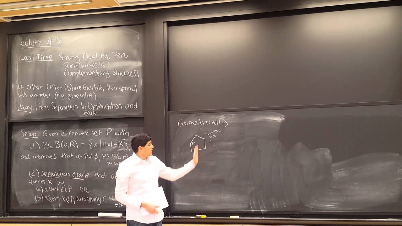 MIT 6.854 Spring 2016 Lecture 12: From Separation to Optimization and Back; Ellipsoid Method