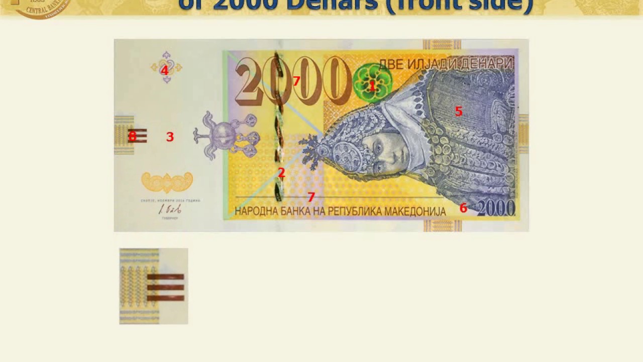 Features of the banknotes in denomination of 2000 Denars