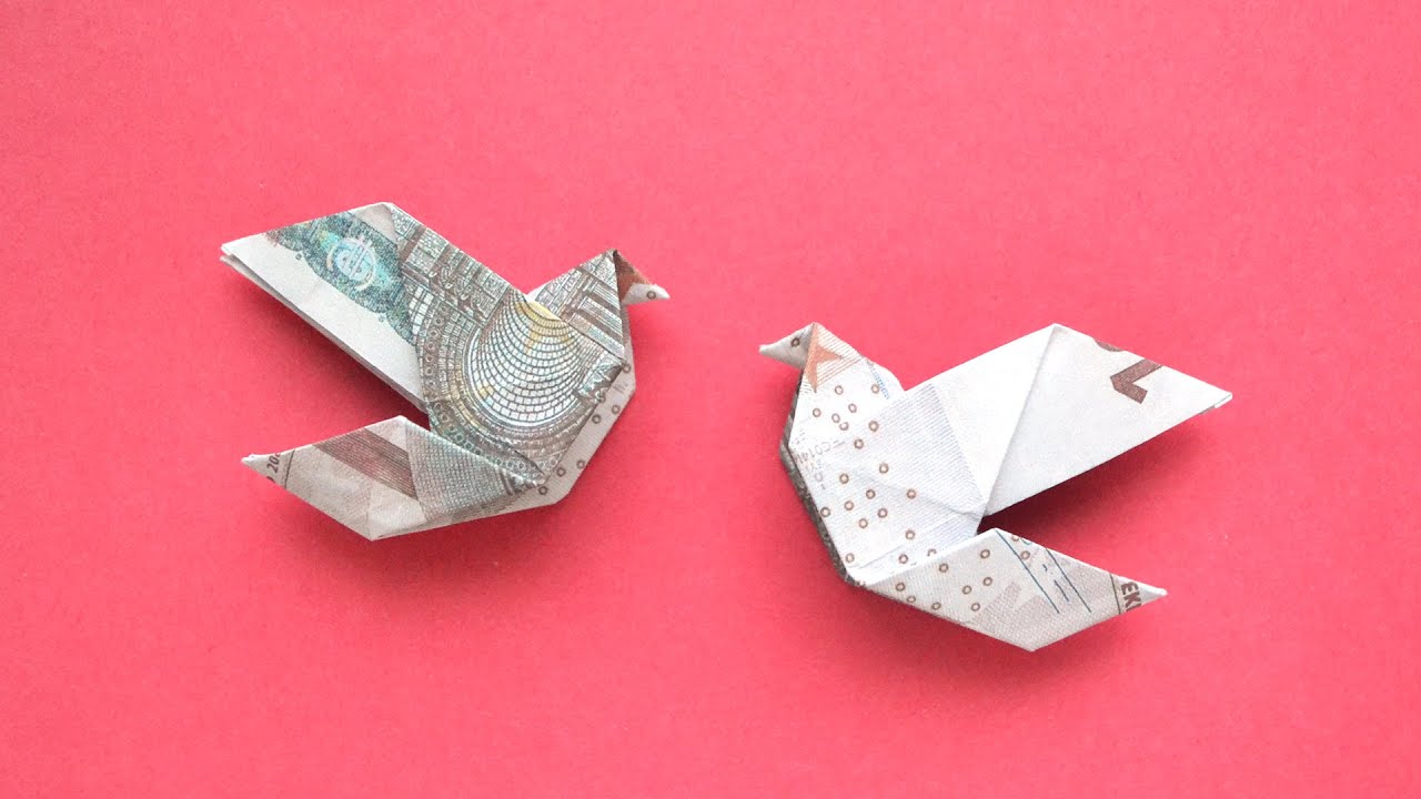 Schöne Origami VOGEL TAUBE Geldgeschenk GELD FALTEN | Money BIRD PIGEON | Tutorial by Euro Origami