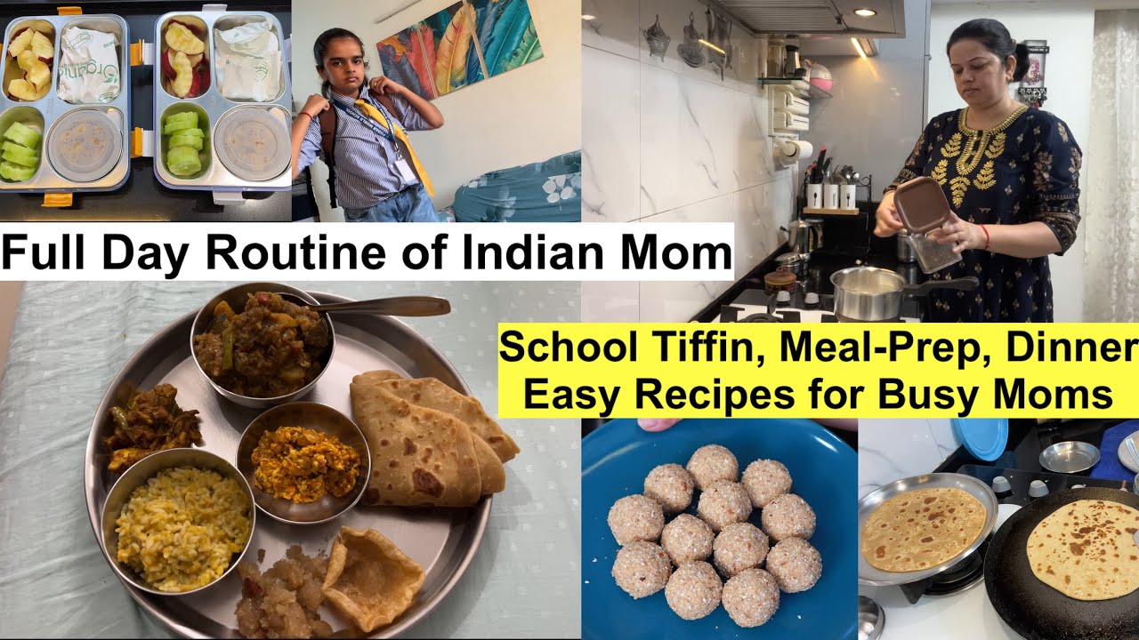 5:30 AM MORNING to DINNER ROUTINE with Kids | School Lunchbox, Atta Laddu Recipe, Veg Dinner Thali