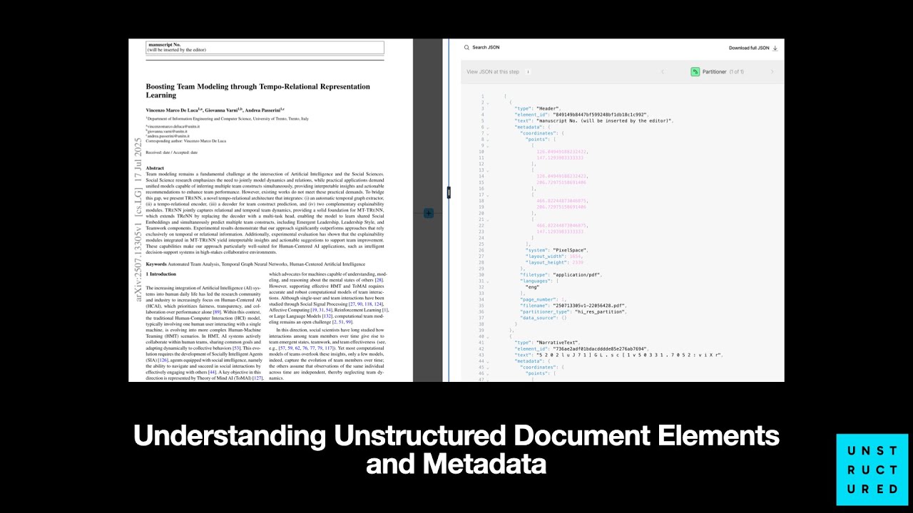 Understanding Unstructured Document Elements and Metadata