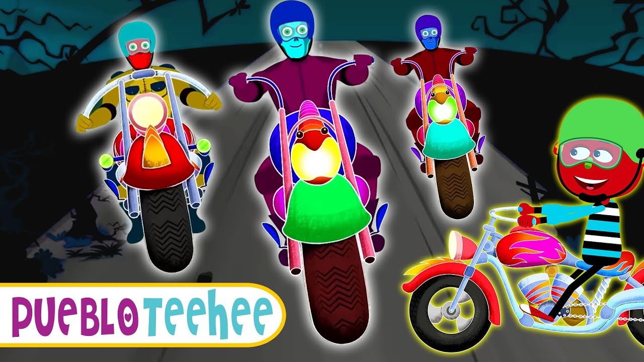 Pueblo Teehee | ¡Carrera de motos con esqueletos! - Canción del motor con Len y Mini
