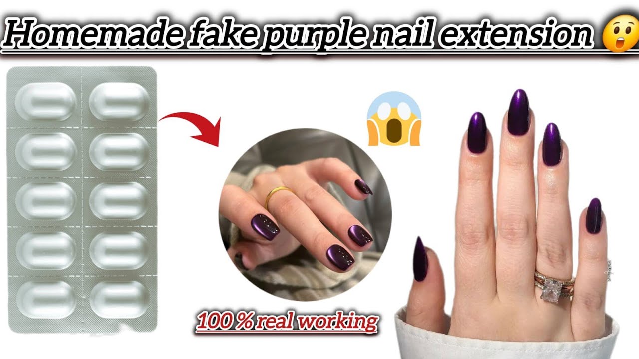 Diy homemade purple fake nails at home😍🥰/diy nail/nail art /best nail ever