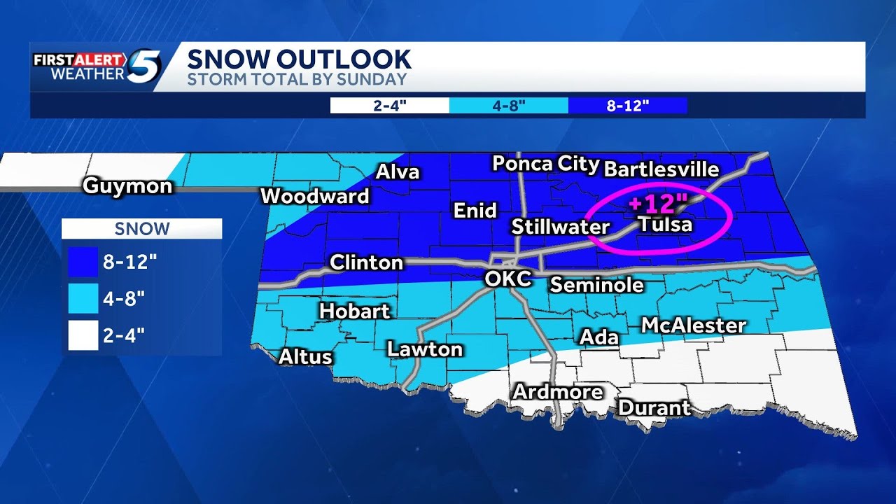 TIMELINE: Latest projection shows more than a foot of snowfall this weekend in parts of Oklahoma