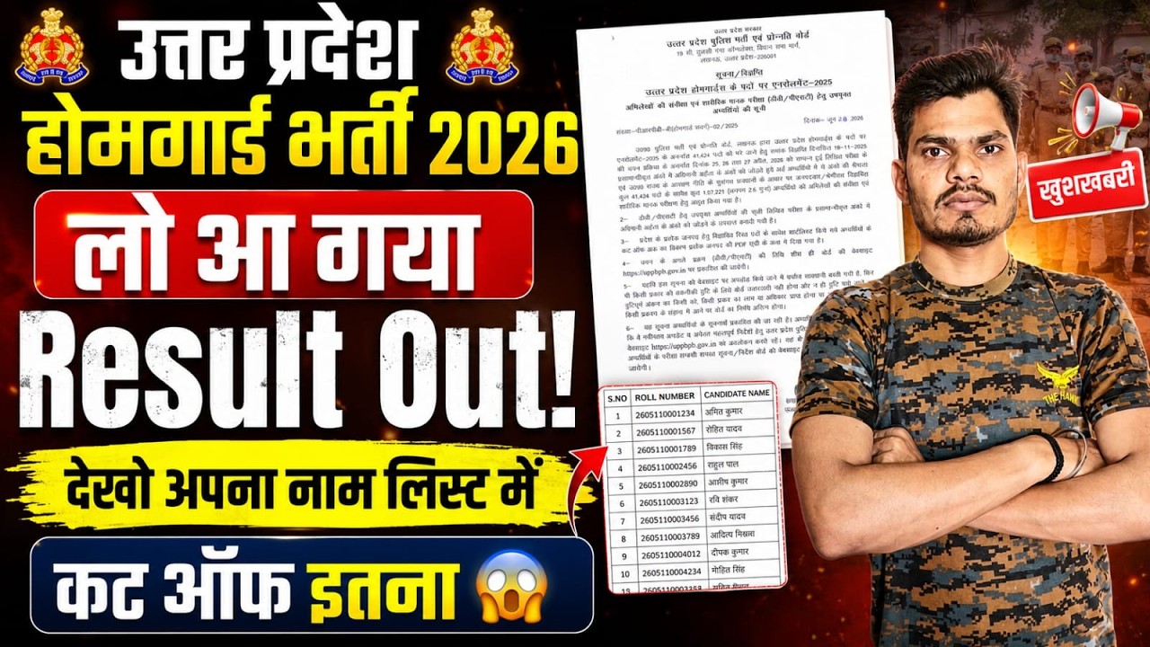 UP Homeguard Result 2026 OUT! | आ गया रिजल्ट, जल्दी देखें अपना नाम | Cut-Off & Merit List