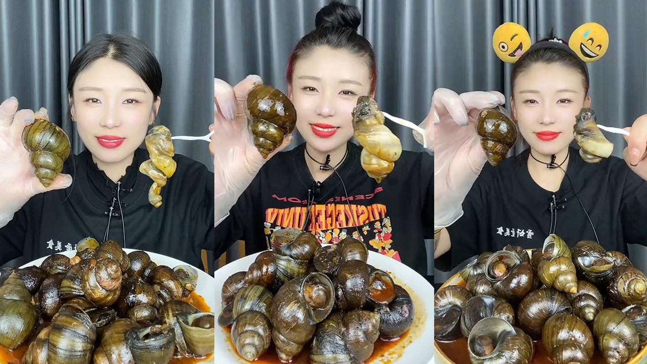 【MUKBANG】Spicy stir-fried river snails🐚🌶#ASMR#yummy