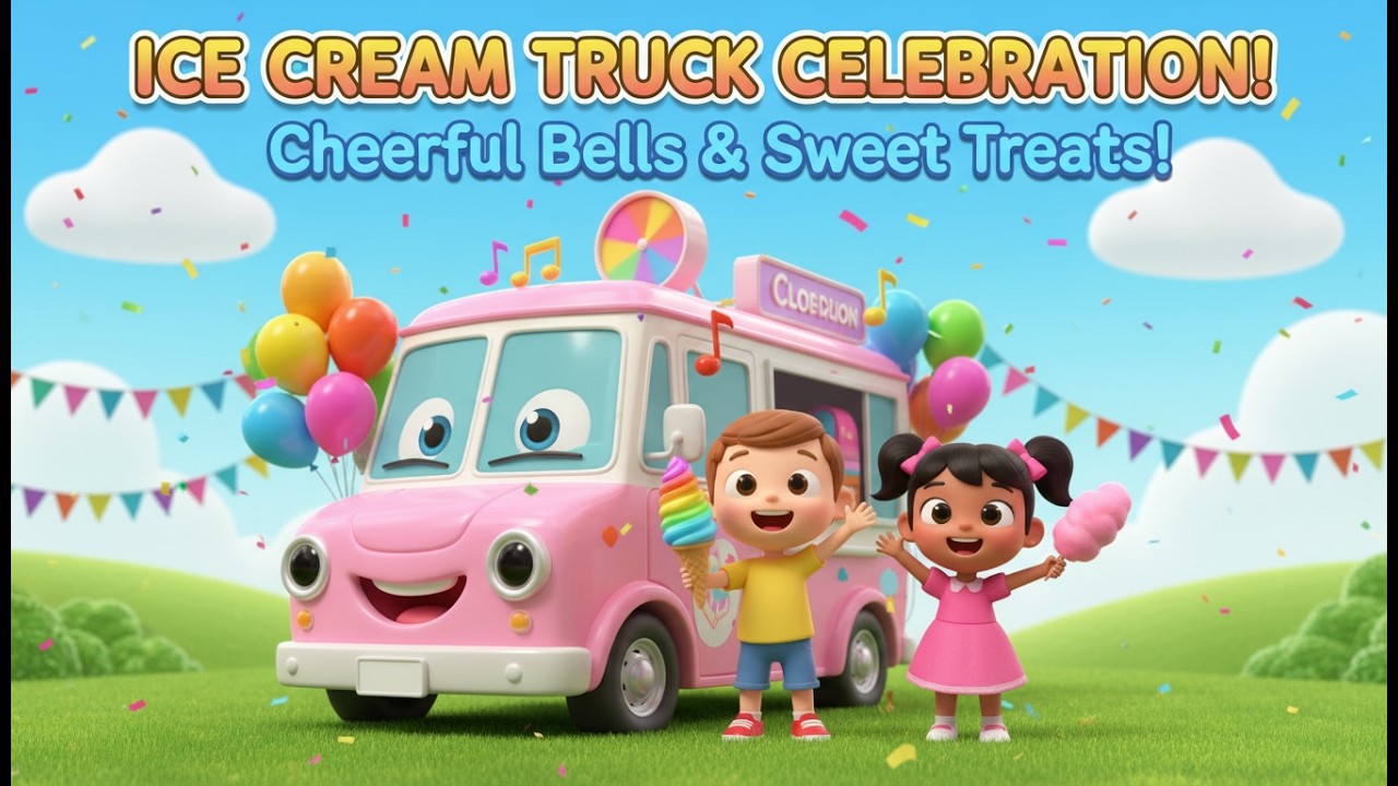Ice Cream Truck Celebration! 🍦 Cheerful Bells & Sweet Treats | Fun Summer Nursery Rhyme for Kids 🎵