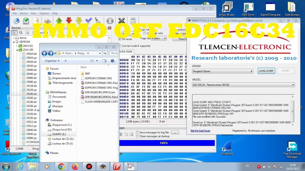 1) IMMO OFF EDC16C34 KTAG & IPROG WITH IMMOTOOL 1.5 إلغاء حماية التشغيل ( الإيموبلازير )