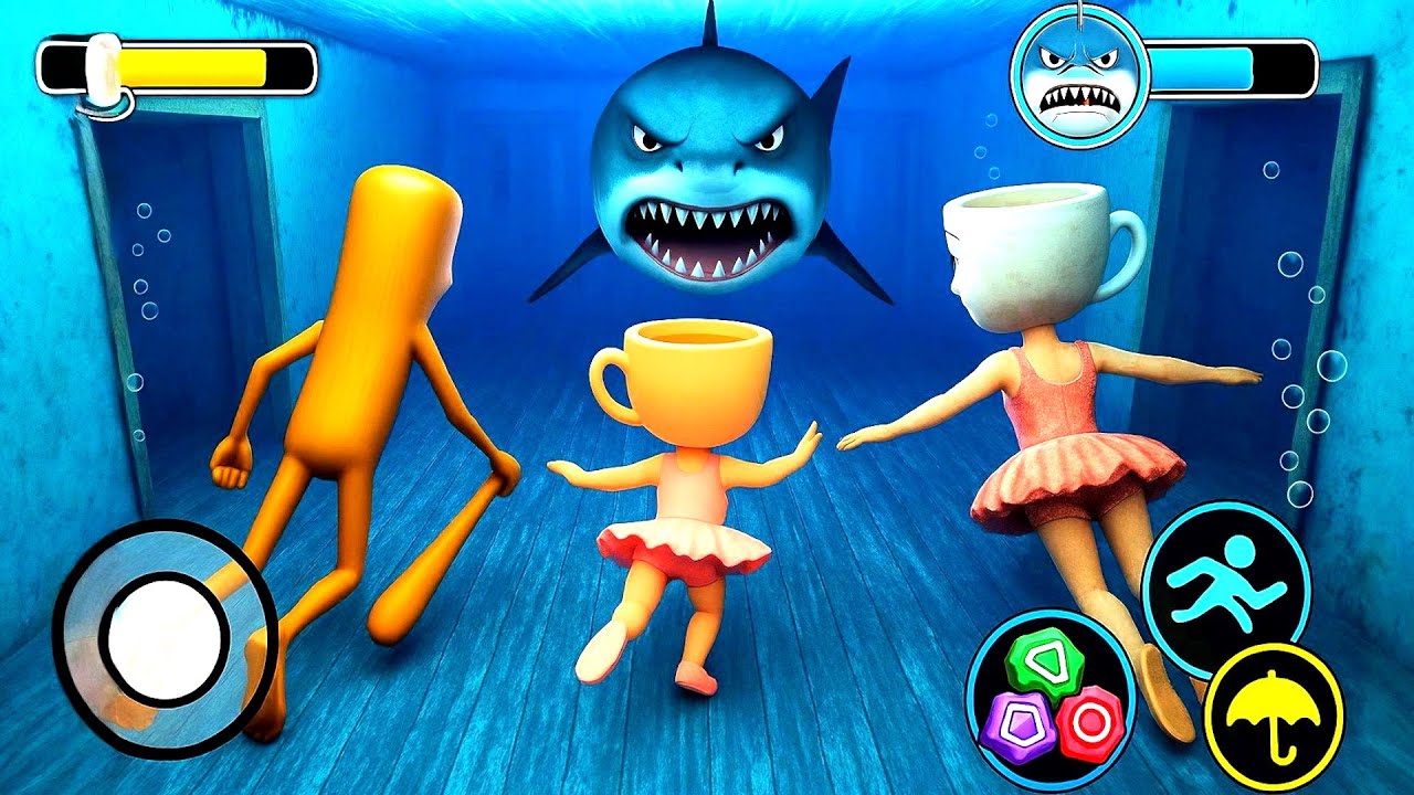 Long Slide Game With Cow Elephant Tung Tung Sahur & Ballerina - 3d Animal Game - Funny Horror Show
