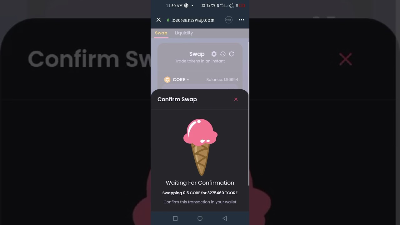 HOW TO USE CORE TO PURCHASE A MEME COIN ON ICE CREAM SWAP