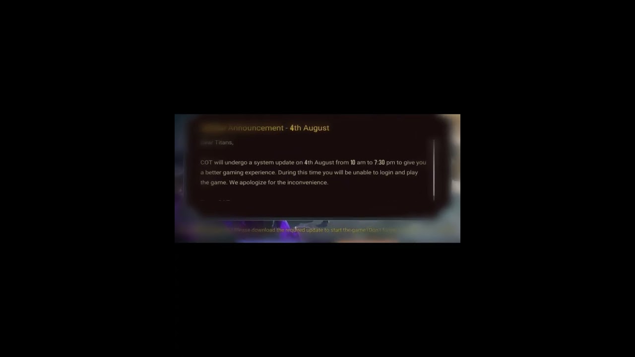 Update Announcement.-4th August 2022. in Clash of Titans. #trytogaming #cotstars #clashoftitans