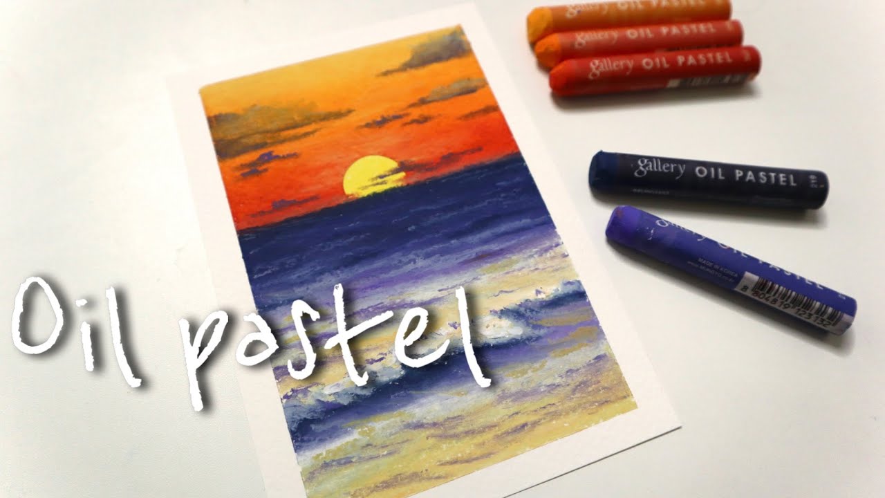 [ENG] 오일파스텔 일출 바다 풍경화 그리기 | 오일파스텔 초보 | Drawing the sunrise with oil pastel.