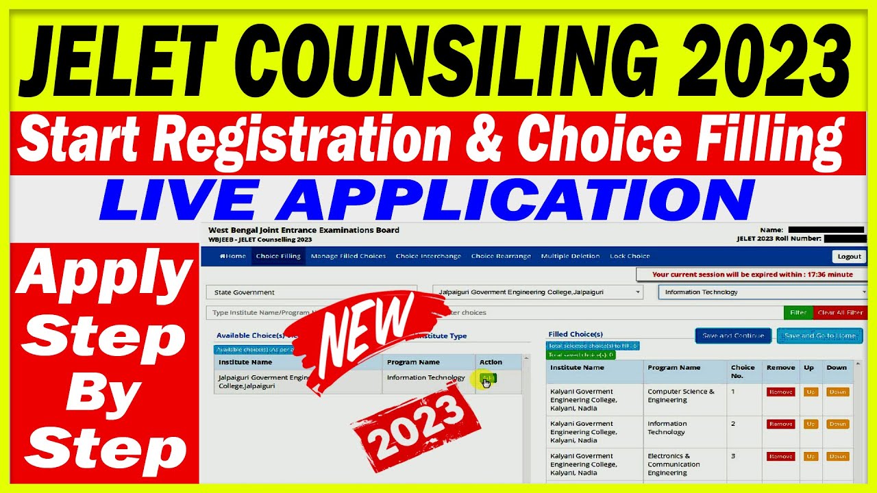 Jelet Online Registration & Choice Filling 2023 | Choice Filling | Jelet Counselling কি ভাবে করবেন