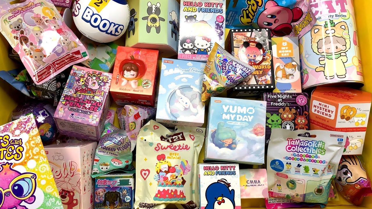 55 minutes of mystery surprise blind boxes Pop Mart, Sanrio ASMR Unboxing Sounds