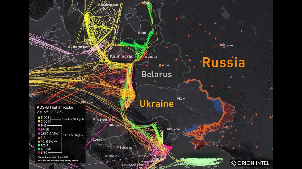 Tracking NATO's 2023 ISR (Intelligence, Surveillance and Reconnaissance) Flights Around Ukraine