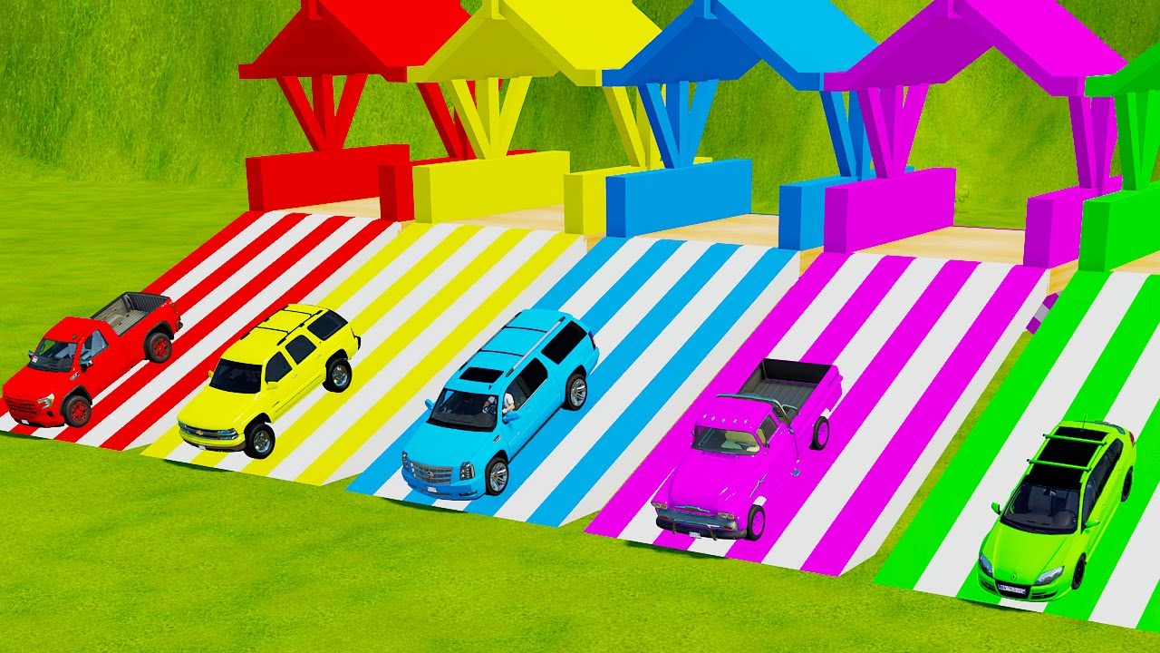 TRANSPORTING FIVE COLOR CARS AUDI Q8, DUSTER, LIZARD, TOYOTA, MAYBACH S650 - Farming Simulator 22