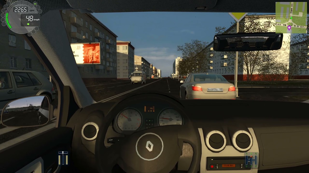 City car driving Dacia Logan 2011 fast driving