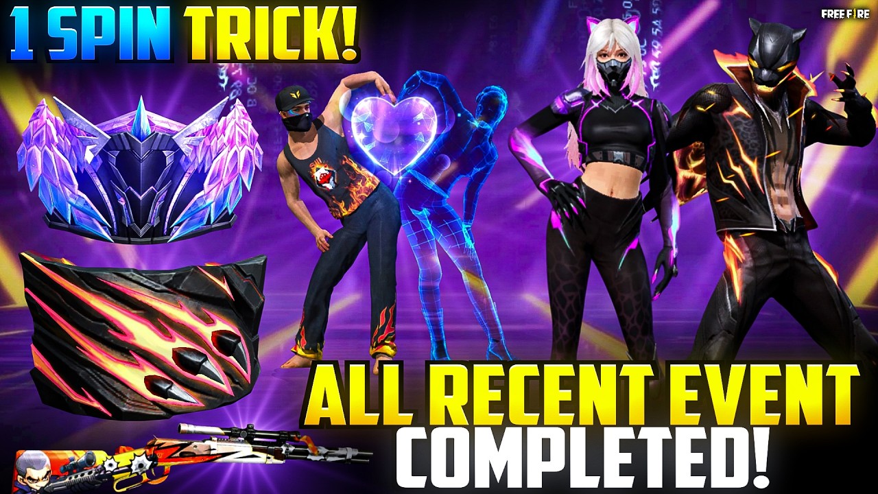 Only 1 Spin Trick 😱💎 | Completed ALL Recent Events | Free Fire MAX