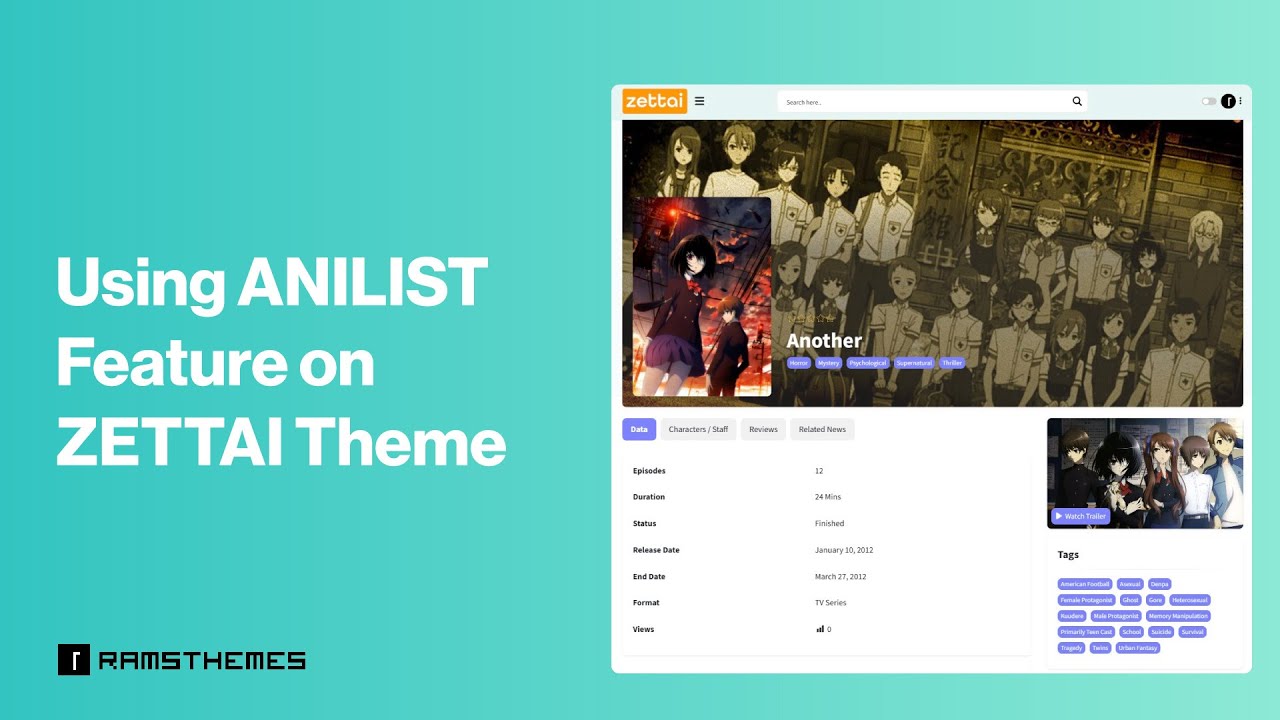 USING ANILIST on ZETTAI Anime WordPress Theme