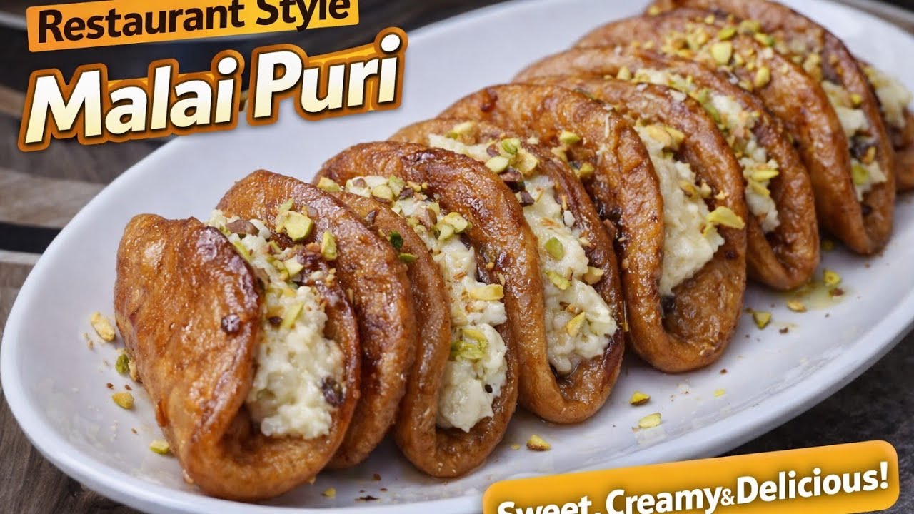 Restaurant Style Malai Puri Recipe | Sweet Creamy Malai Sweet | Easy Halwai Style Dessert #sweet 