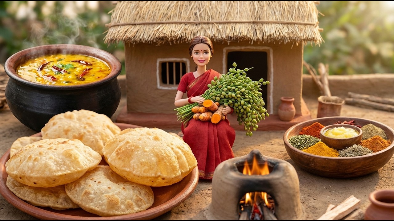 Miniature Doll Massive Dal Tadka Cooking ASMR | Feeding Farmers | Indian Tiny Kitchen